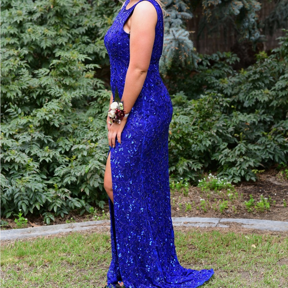 Blue Sequin Lace Dress Size 10